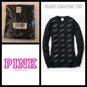 NWT VS PINK 💎BLING💎 LONG SLEEVE CAMPUS TEE